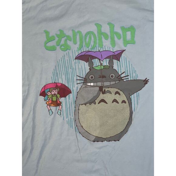 My Neighbor Totoro T-Shirt - Raining Umbrella Pose Under Kanji Size Small - Picture 2 of 6